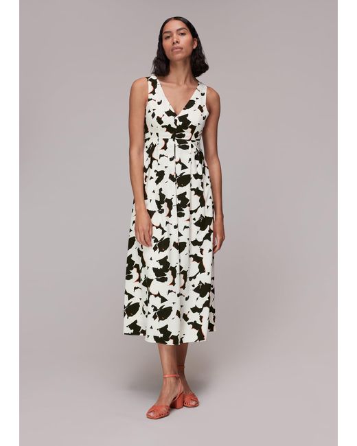 Whistles White Silhouette Floral V Neck Dress