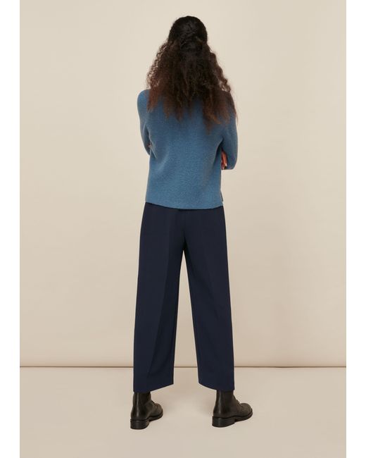 Whistles Blue Wide Leg Crop Trouser
