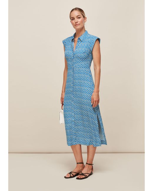 Whistles Astrix Floral Blue Dress
