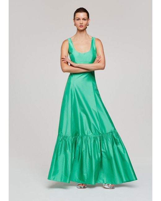Whistles Green Taffeta Silk Blend Maxi Dress
