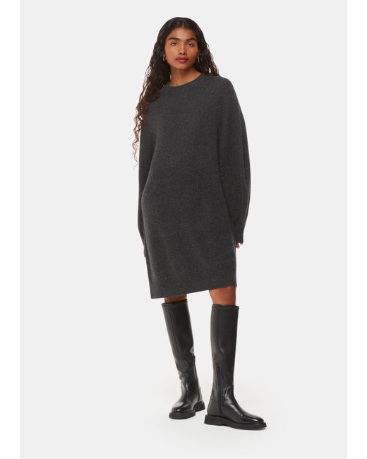 Whistles Black Petite Ava Round Neck Knitted Dress