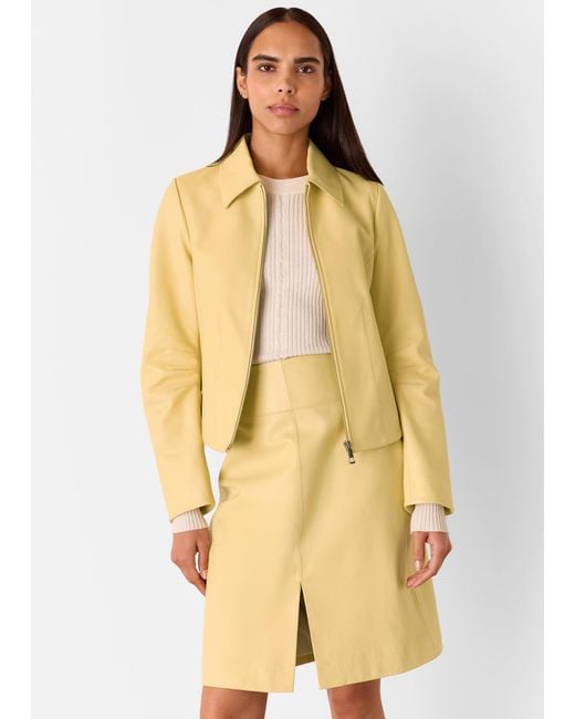 Whistles Natural Clean Fitted Leather Jacket