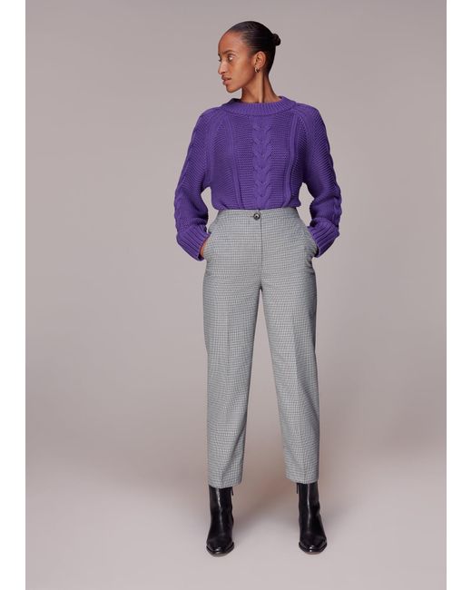 Whistles Purple Lila Check Trouser