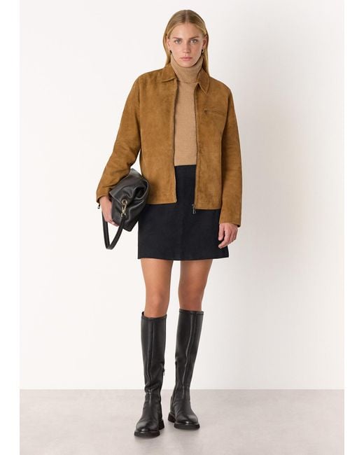 Whistles Black Suede A Line Skirt