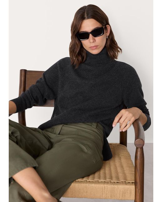 Whistles Black Cashmere Roll Neck