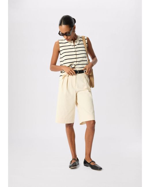 Whistles Natural Stripe Boucle Textured Tank