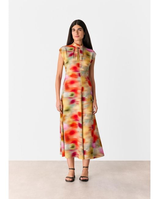 Whistles White Photographic Flower Midi Dress