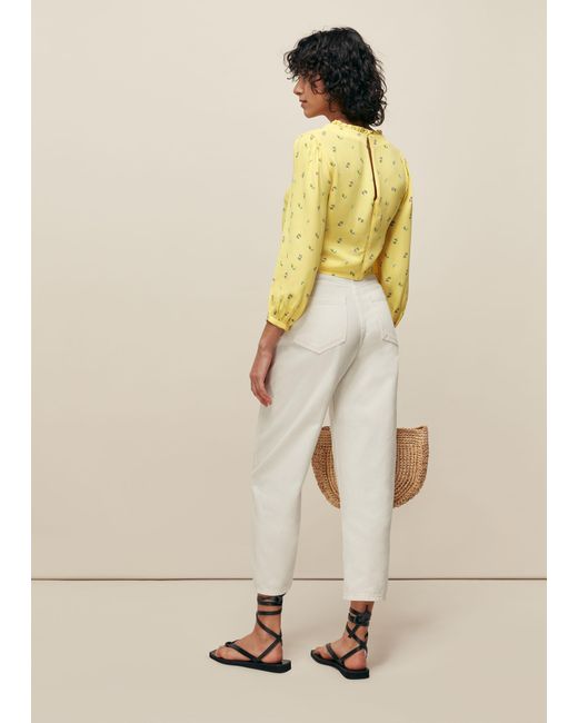 Whistles Natural Forget Me Not Drawstring Top