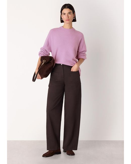 Whistles Purple Wool Mix Seam Detail Knit