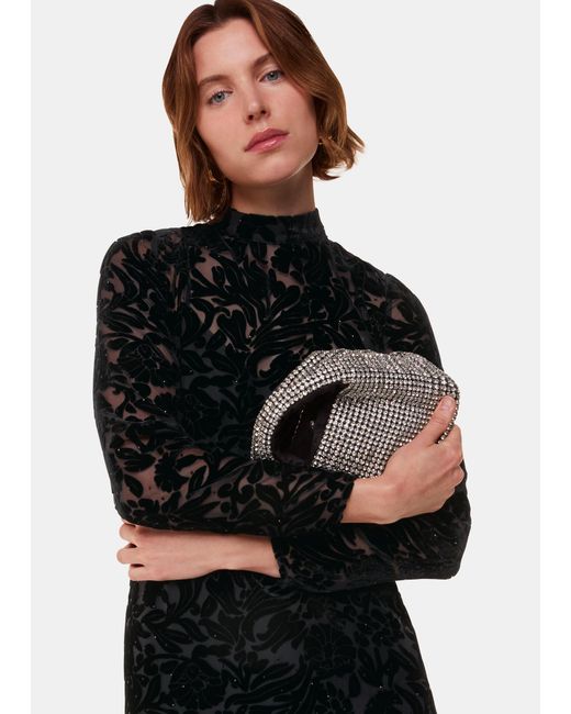 Whistles Black Hot Fix Floral Velvet Dress