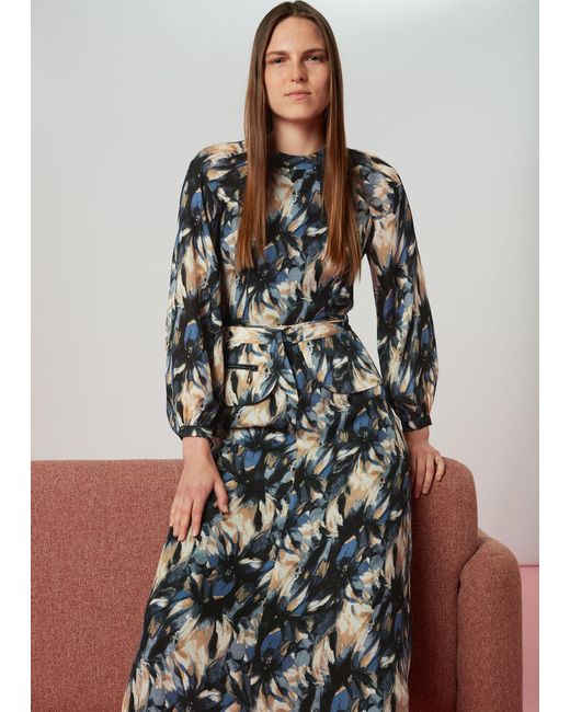 Whistles Multicolor Storm Floral Silk Belted Dress