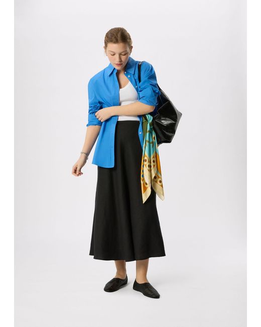 Whistles Blue Linen Midi Skirt
