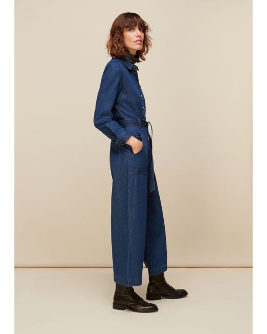 Whistles Blue Belted Jumpsuit