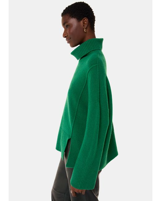 Whistles Green Wool Mix Roll Neck Knit