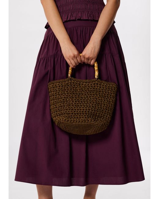 Whistles Brown Bamboo Handle Crochet Bag
