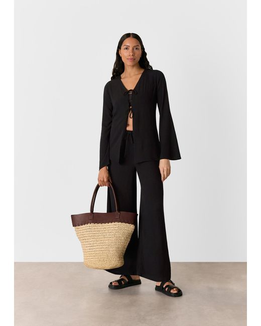 Whistles Black Tie Front Beach Trouser