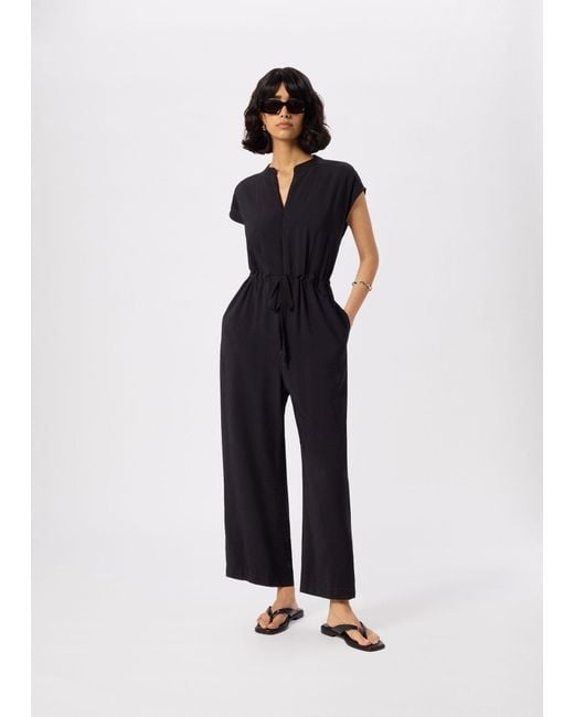 Whistles White Petite Sleeveless Drawstring Jumpsuit