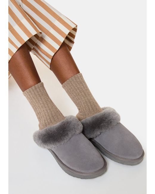 Whistles Gray Emilia Cuff Slipper