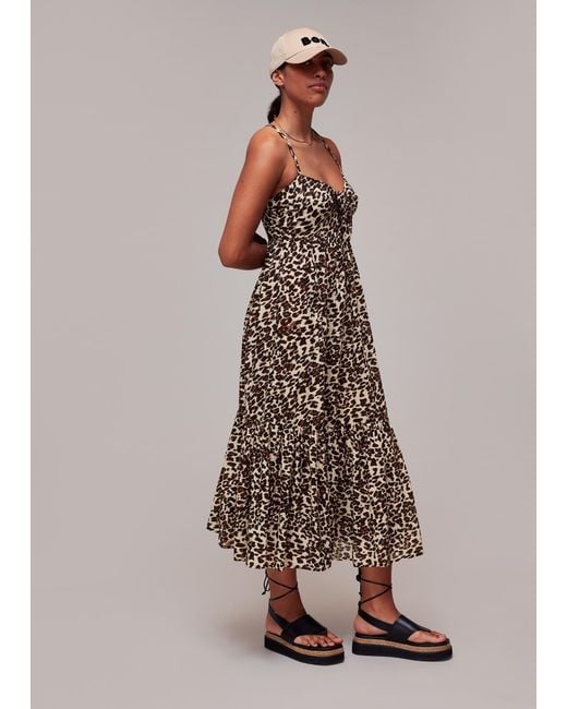 Whistles Multicolor Animal Tie Front Beach Dress