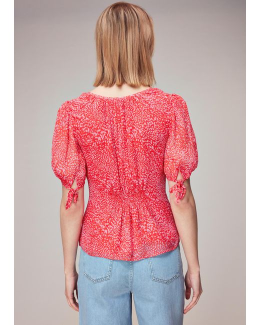 Whistles Red Diagonal Leopard Top