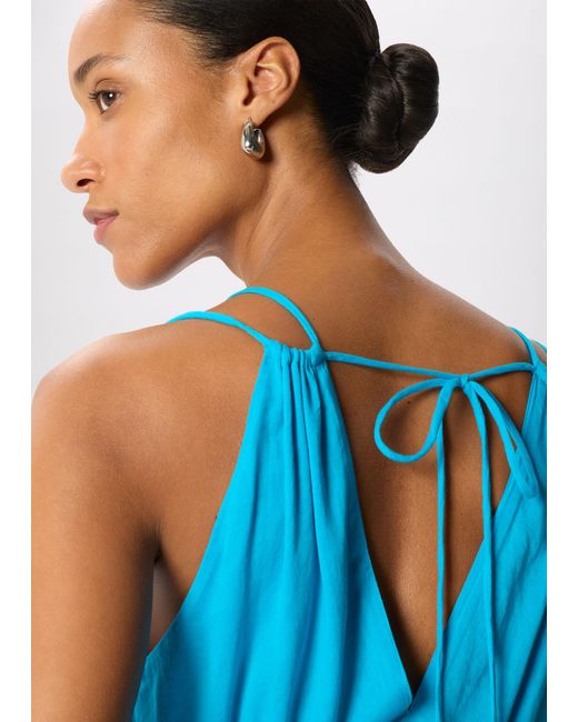 Whistles Blue Petite Cotton Maxi V Neck Sundress