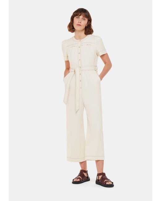 Whistles White Alana Denim Jumpsuit