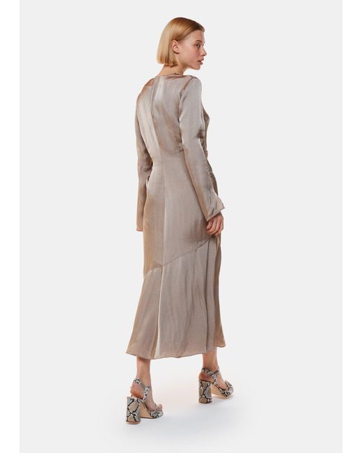 Whistles Natural Luna Cowl Neck Midi Dress