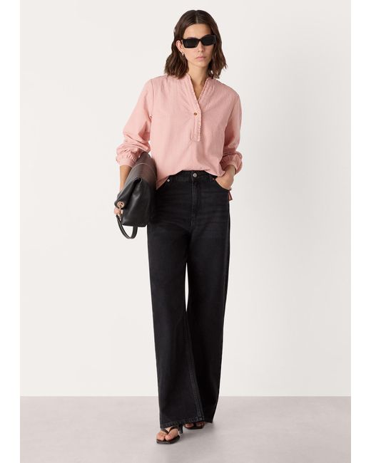 Whistles Pink Textured Frill Shirt