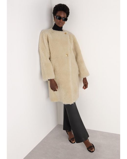 Whistles Natural Shearling Cocoon Coat