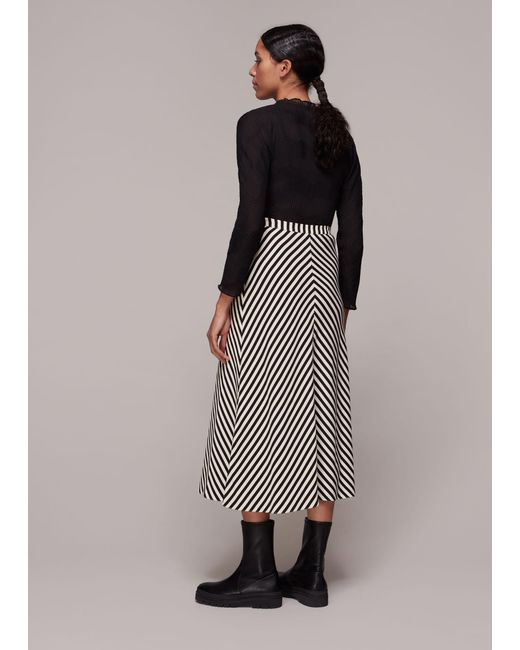 Whistles Gray Diagonal Stripe Skirt