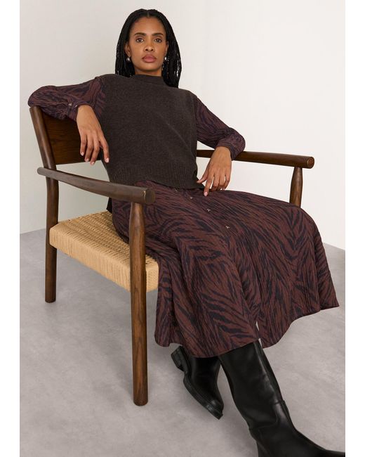 Whistles Multicolor Zebra Collared Shirt Dress