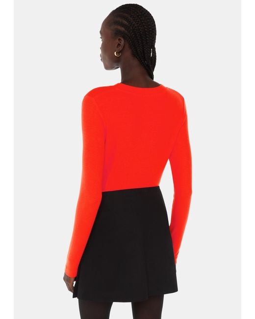 Whistles Red Essential Ribbed Crew Neck