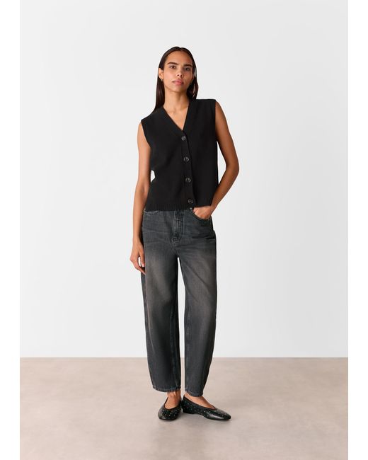 Whistles Black Wool Button Through Tank