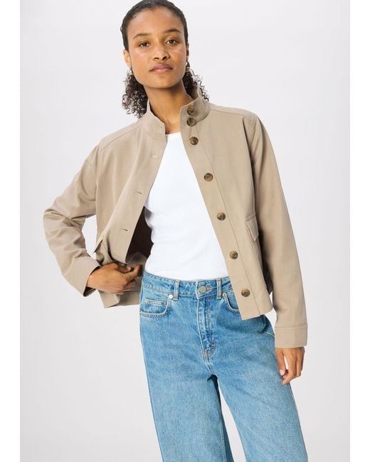 Whistles Natural Funnel Neck Cotton Jacket