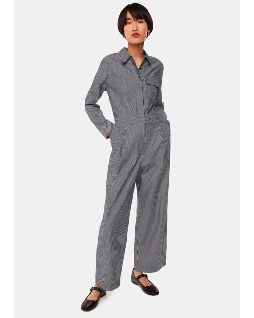 Whistles Gray Julia Stripe Boilersuit