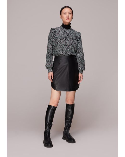 Whistles Gray Micro Bud Bella Blouse