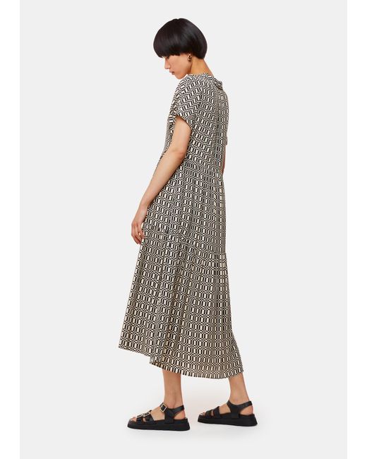 Whistles Gray Link Check Print Dress