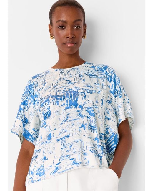 Whistles Blue Rome Print Blouse