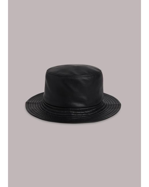 Whistles Black Leather Bucket Hat