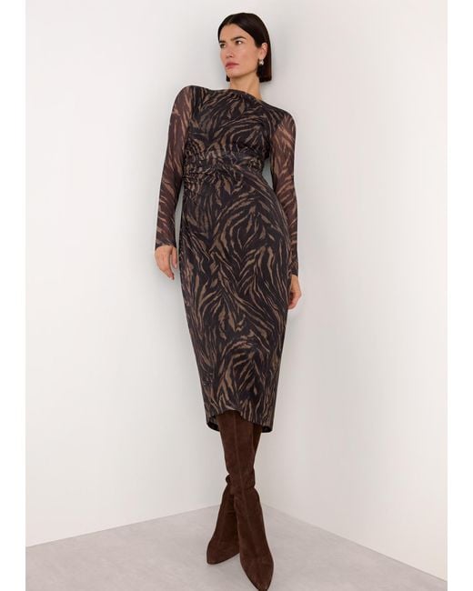 Whistles Multicolor Abstract Zebra Mesh Dress