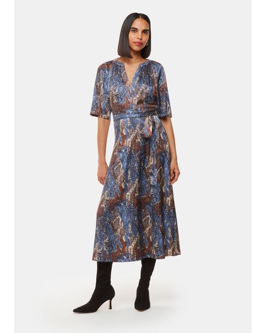 Whistles Blue Marlow Dashed Snake Dress