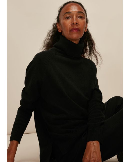 Whistles Black Cashmere Roll Neck Knit