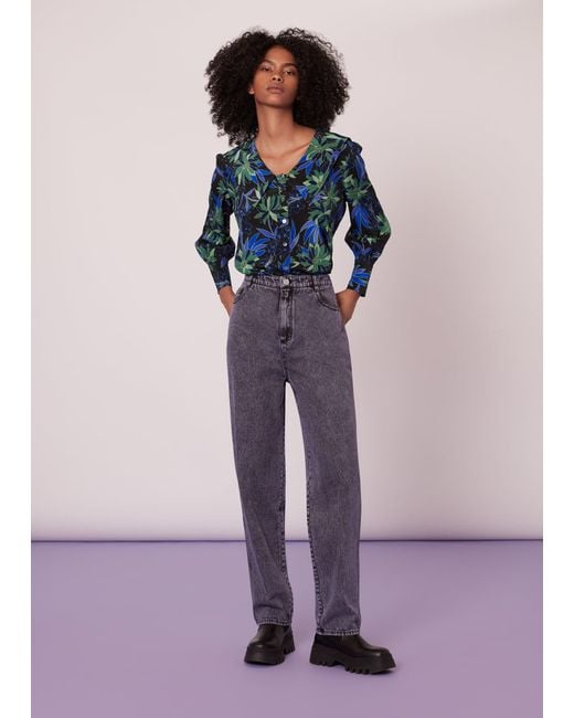Whistles Purple Scaling Blossom Silk Shirt