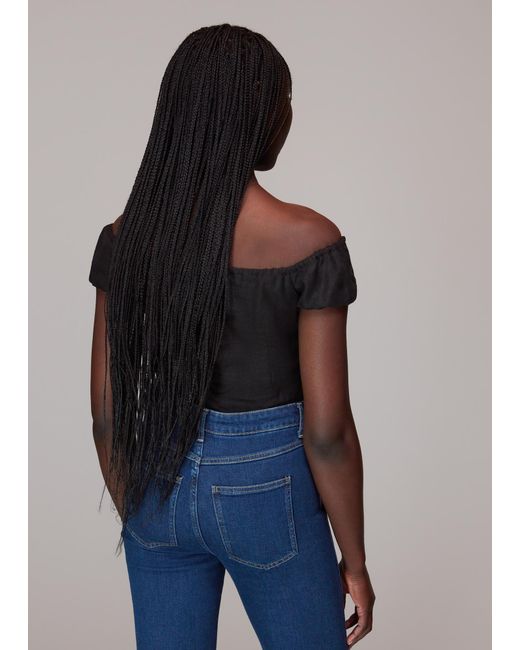 Whistles Blue Off Shoulder Tie Front Top