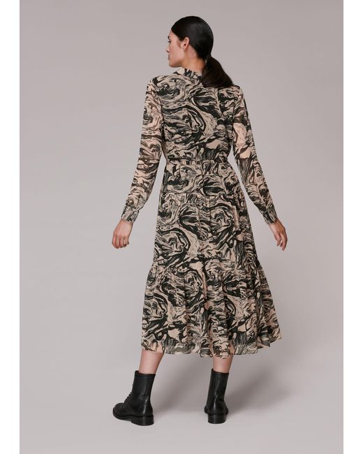 Whistles Multicolor Marble Print Shirt Dress