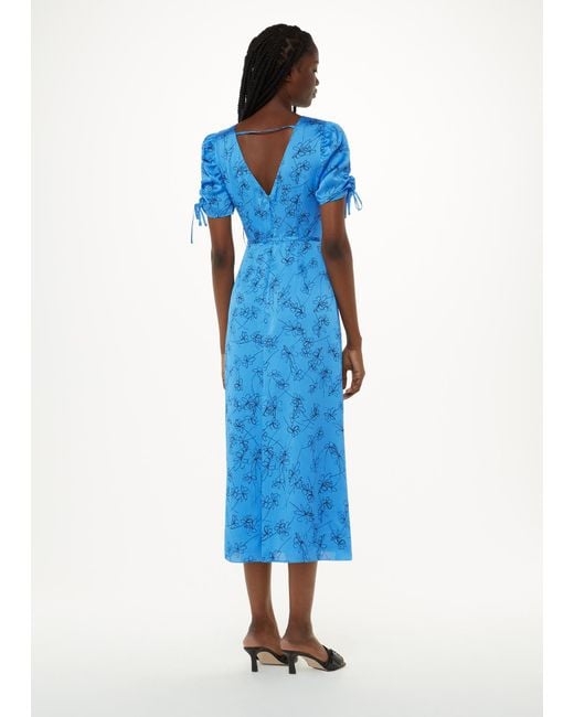 Whistles Blue Aurelie Scribble Daisy Dress