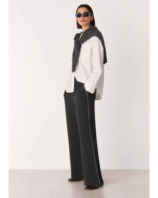 Whistles White Crepe Stitch Detail Trouser