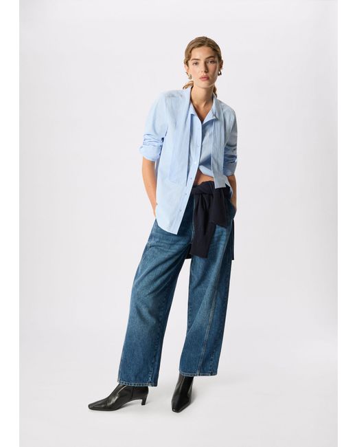 Whistles Blue Scarf Stripe Cotton Shirt