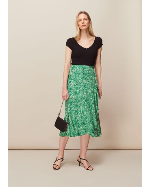 Whistles Green Blot Animal Frill Skirt