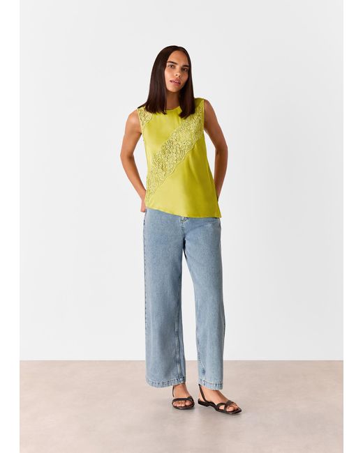 Whistles Yellow Immie Lace Detail Tank